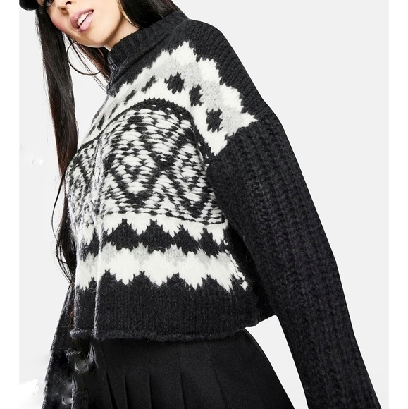 NEW Free People |‎ Crop Cable Knit, Onyx, L - Picture 8 of 8